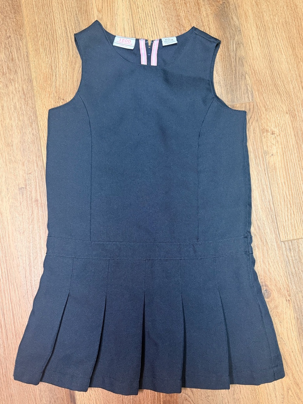 IZOD Girls Navy Pleated School Uniform Jumper Dress Size 5R Wrinkle Resistant